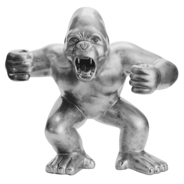 Resine Sculpture Gorille 45CM Argenté ZENON - S&C