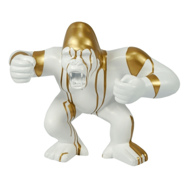 Resine Sculpture Gorille 45cm Coulure Dorée AMBRIS - S&C