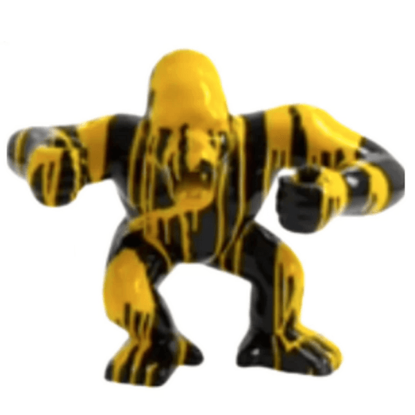 Resine Sculpture Gorille 45cm Coulure Jaune LYNIS - S&C