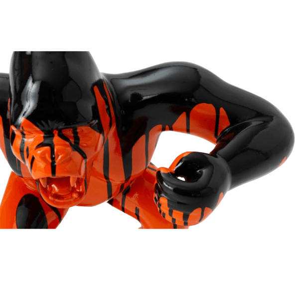 Resine Sculpture Gorille 45cm Coulure Orange FENRIR - S&C
