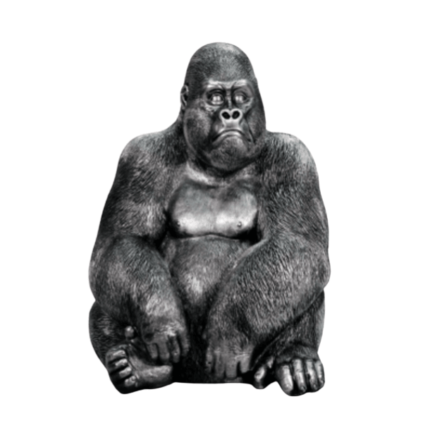 Resine Sculpture Gorille 75CM Argenté ZYRA - S&C