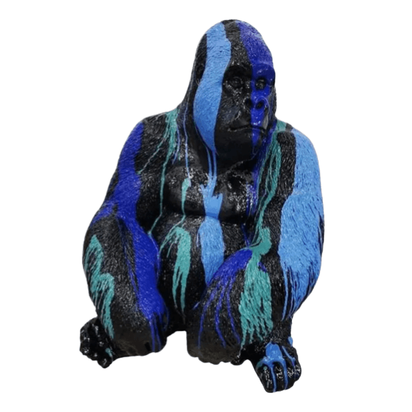 Resine Sculpture Gorille 75CM Coulure Bleu ARVEL - S&C