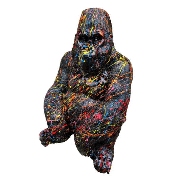 Resine Sculpture Gorille 75cm Graffiti Noir PIREN - S&C