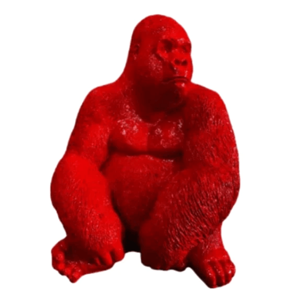 Resine Sculpture Gorille 75cm Rouge VIVIANE - S&C