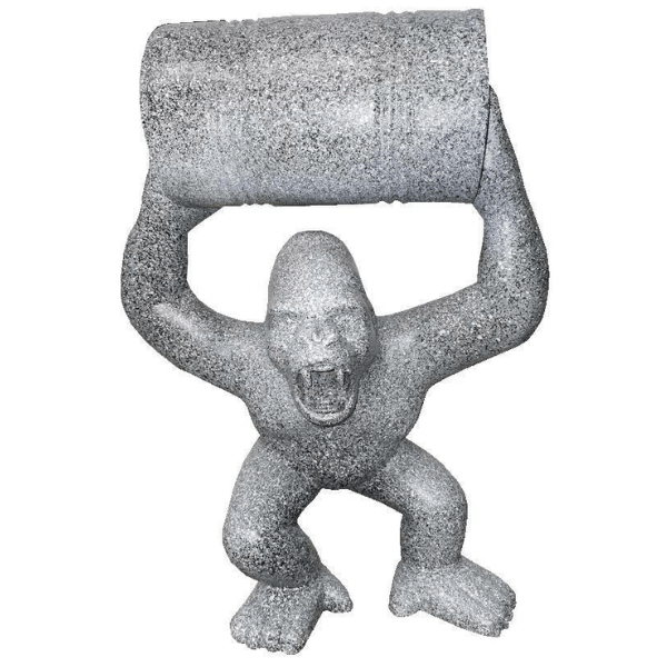 Resine Sculpture Gorille 100cm Argenté LIORE - S&C