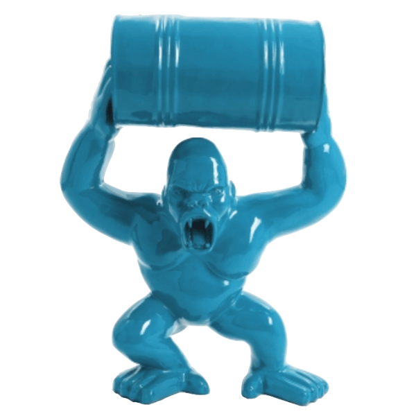Resine Sculpture Gorille 100CM Bleu Ciel JALMIR - S&C