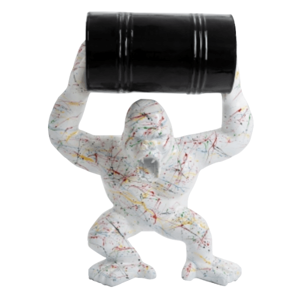 Resine Sculpture Gorille 100CM Graffiti Blanc MONTGOMERY - S&C