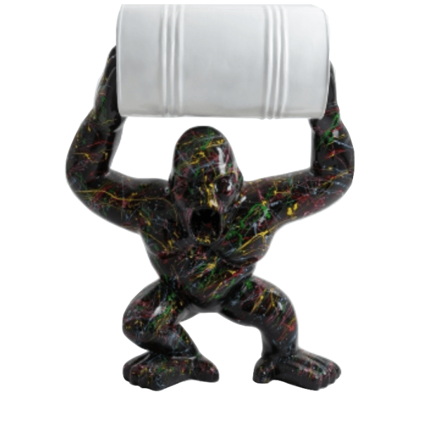 Resine Sculpture Gorille 100cm Graffiti Noir LEMIR - S&C