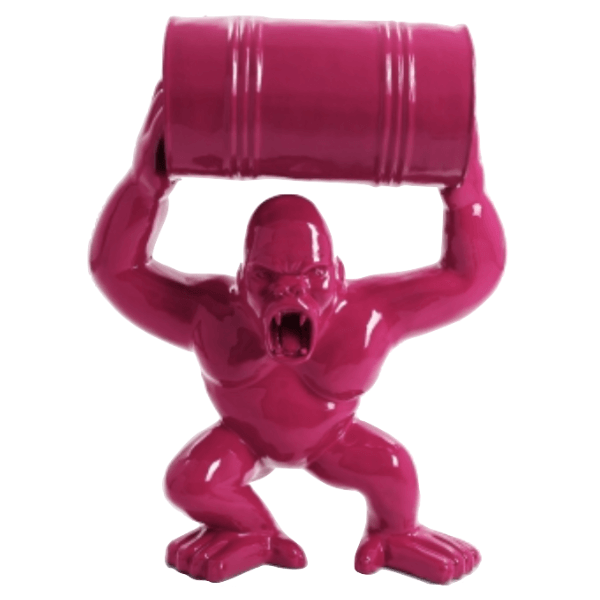 Resine Sculpture Gorille 100cm Rose Fushia LUMILIA - S&C