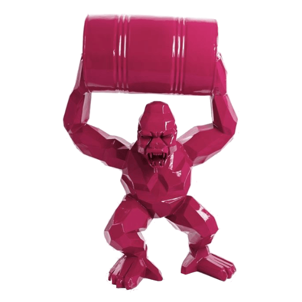 Resine Sculpture Gorille 135cm Rose Fushia ELDAN - S&C