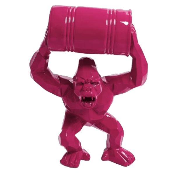 Resine Sculpture Gorille 70CM Rose Fushia AELIN - S&C