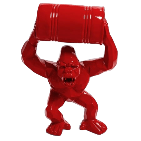 Resine Sculpture Gorille 70cm Rouge LORIN - S&C