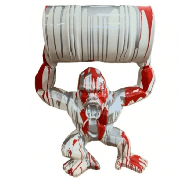 Resine Sculpture Gorille 95CM Coulure Argenté JOVEN - S&C
