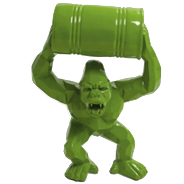 Resine Sculpture Gorille 95cm Vert Pomme ZENON - S&C