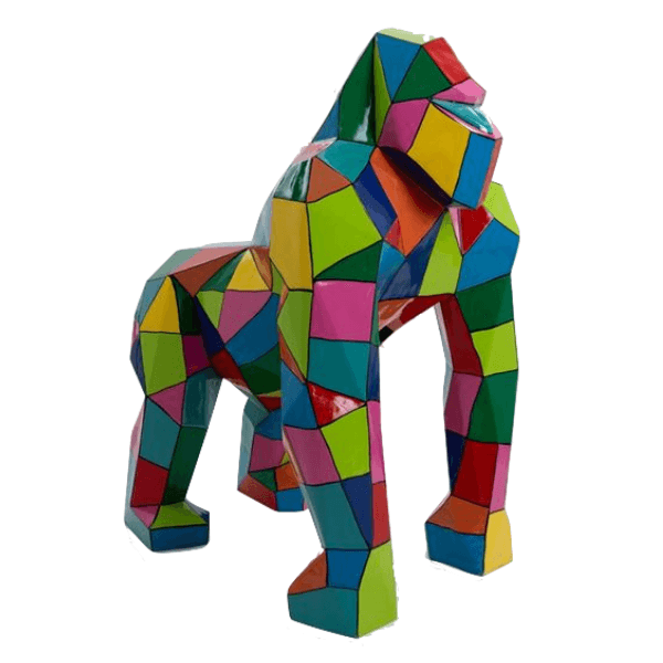 Resine Sculpture Gorille 140cm Noir Et Or ZEPHIR - S&C