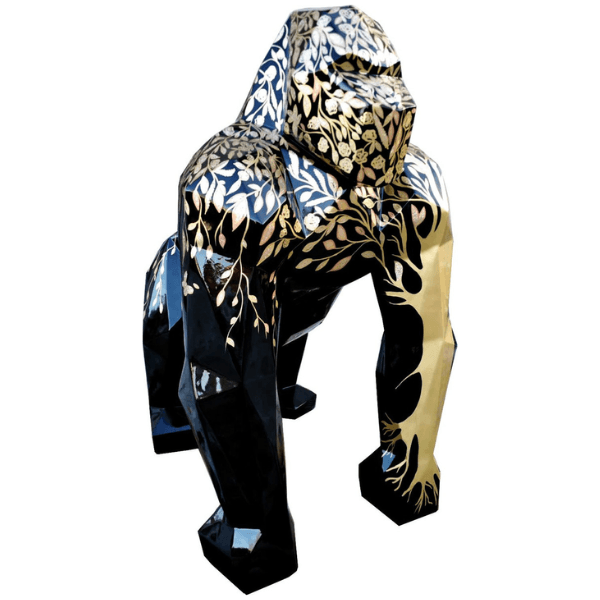 Resine Sculpture Gorille 140CM Noir et Or ILEO - S&C