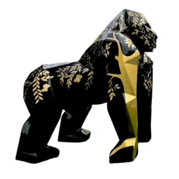 Resine Sculpture Gorille 140CM Noir et Or ILEO - S&C