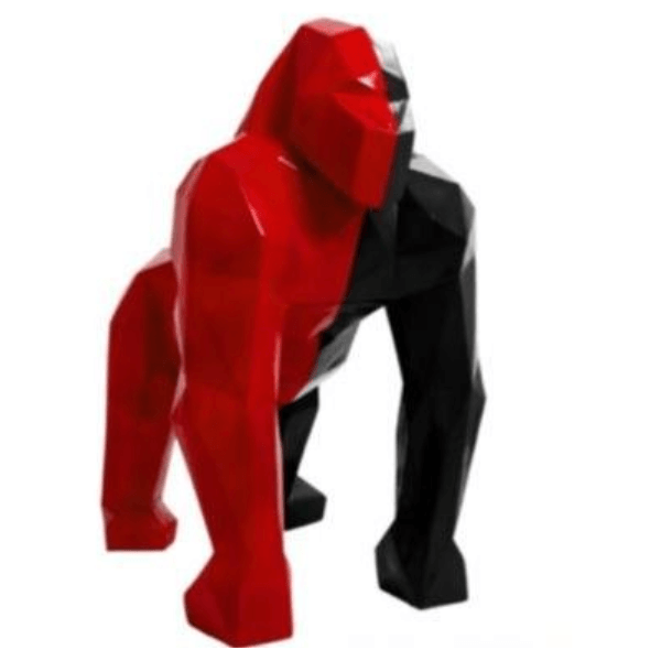 Resine Sculpture Gorille 140CM Mix Noir Rouge GILMONT - S&C