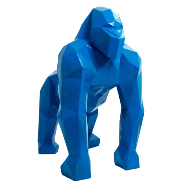 Resine Sculpture Gorille 40cm Bleu LYNOS - S&C