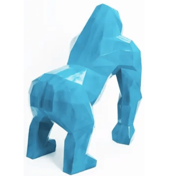 Resine Sculpture Gorille 40cm Bleu Ciel NIMOR - S&C