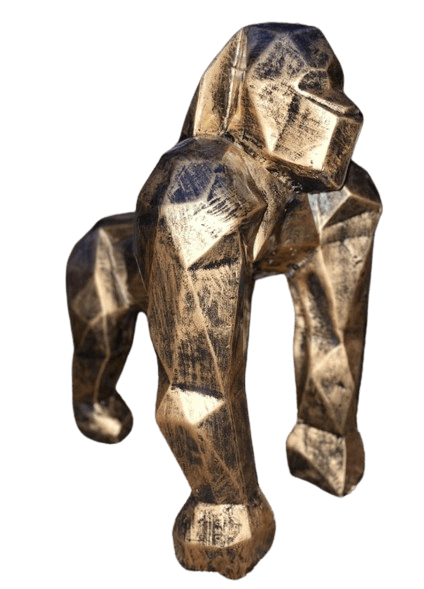 Resine Sculpture Gorille 40cm Doré ZENOBIE - S&C