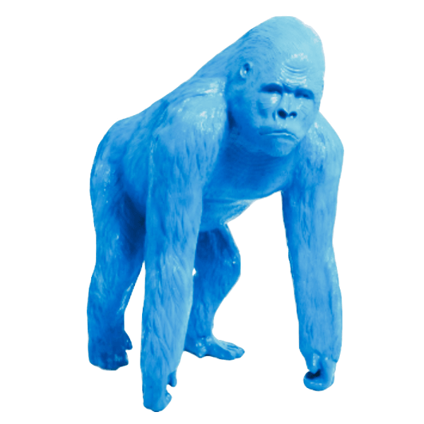 Resine Sculpture Gorille 130CM Bleu Ciel AELIUS - S&C