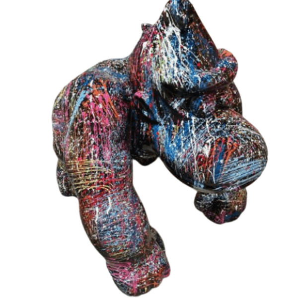Resine Sculpture Gorille 40cm Graffiti Noir ELDON - S&C
