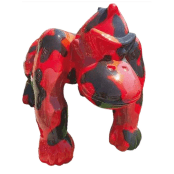 Resine Sculpture Gorille 40CM Militaire Noir Rouge NOLAN - S&C