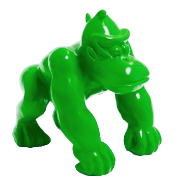 Resine Sculpture Gorille 40cm Vert Pomme LUCYANNE - S&C