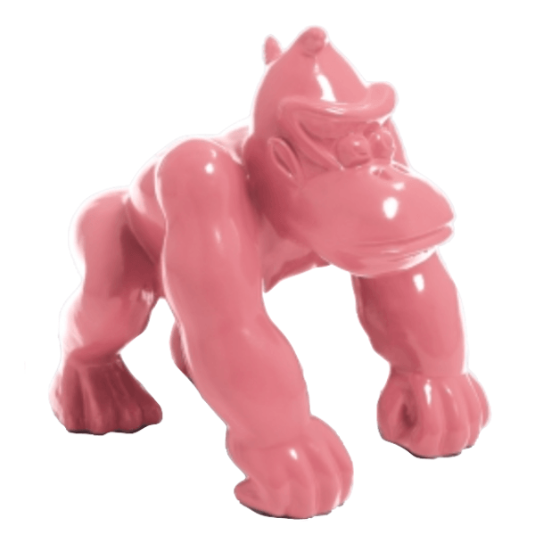 Resine Sculpture Gorille 70cm Rose Clair AELIANE - S&C