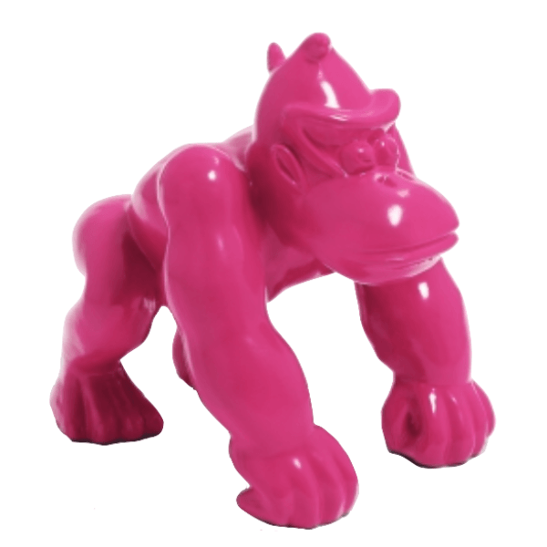 Resine Sculpture Gorille 70CM Rose Fushia LORIS - S&C