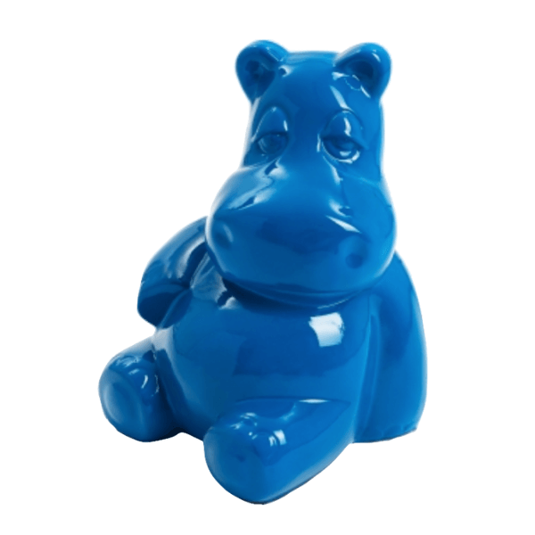Resine Sculpture Hippopotame 100CM Bleu JALIS - S&C