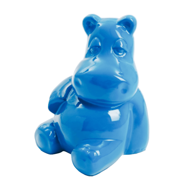 Resine Sculpture Hippopotame 100cm Bleu Ciel LIREN - S&C