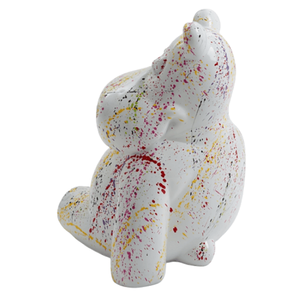Resine Sculpture Hippopotame 100cm Graffiti Blanc AURIS - S&C