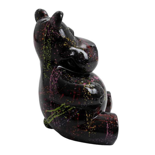 Resine Sculpture Hippopotame 100CM Graffiti Noir ELDAN - S&C