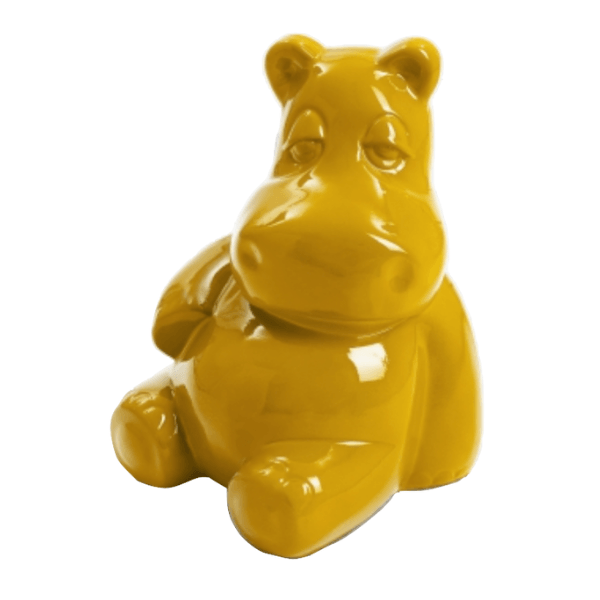 Resine Sculpture Hippopotame 100CM Jaune MAELIS - S&C