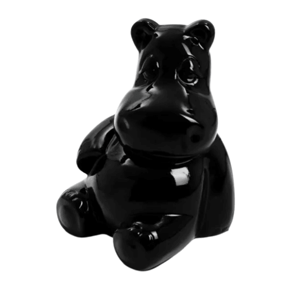 Resine Sculpture Hippopotame 100cm Noir et Or MARZAN - S&C