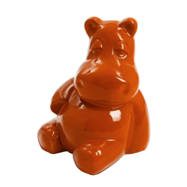 Resine Sculpture Hippopotame 100CM Orange VELIN - S&C