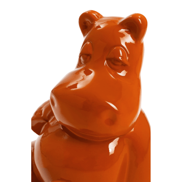 Resine Sculpture Hippopotame 100CM Orange VELIN - S&C