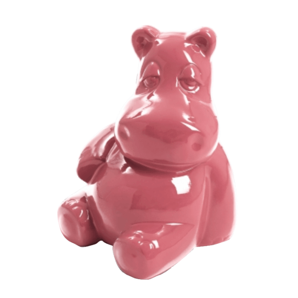 Resine Sculpture Hippopotame 100CM Rose Clair ZYLDRA - S&C