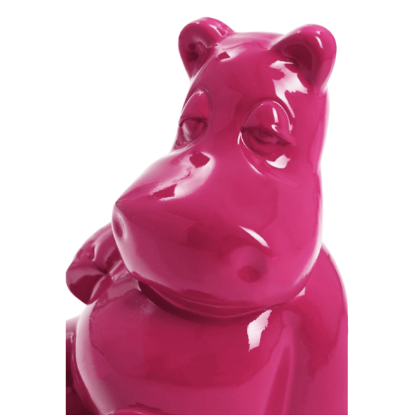 Resine Sculpture Hippopotame 100CM Rose Fushia LUMEN - S&C