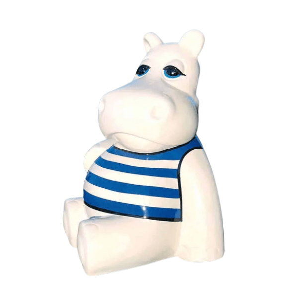 Resine Sculpture Hippopotame 15cm Marin Bleu NELVIA - S&C