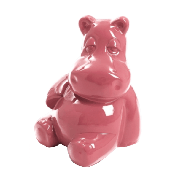 Resine Sculpture Hippopotame 15CM Rose Clair JALMIR - S&C