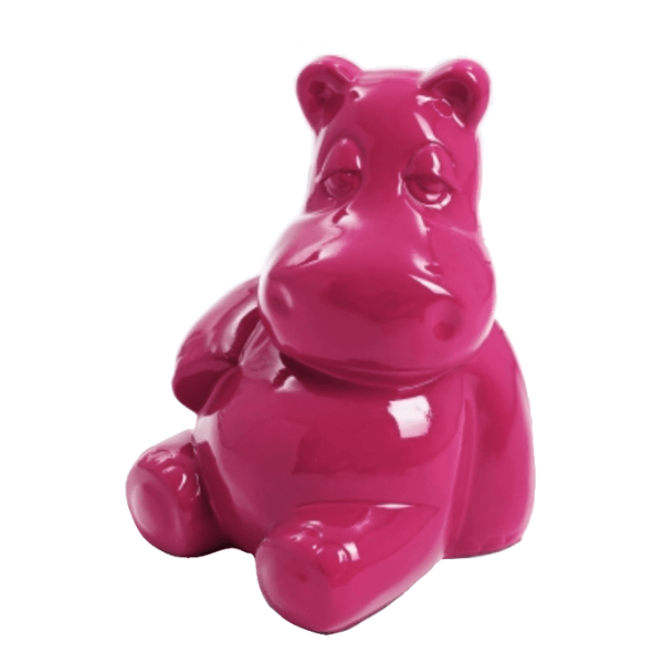 Resine Sculpture Hippopotame 15CM Rose Fushia LUZAN - S&C