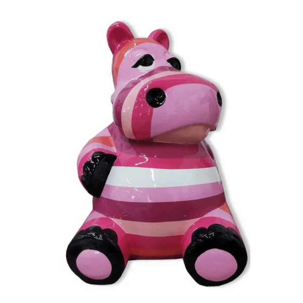 Resine Sculpture Hippopotame 15CM Tagada Rose VENDRAN - S&C
