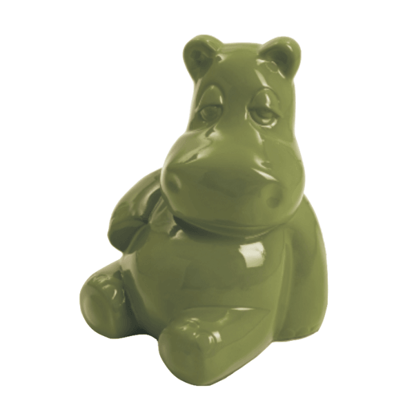 Resine Sculpture Hippopotame 15CM Vert Kaki JOLAV - S&C