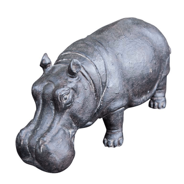 Resine Sculpture Hippopotame 180CM Argente LYKOS - S&C