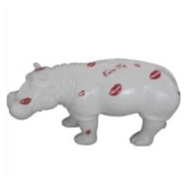 Resine Sculpture Hippopotame 180CM Bisous Blanc ALTHA - S&C