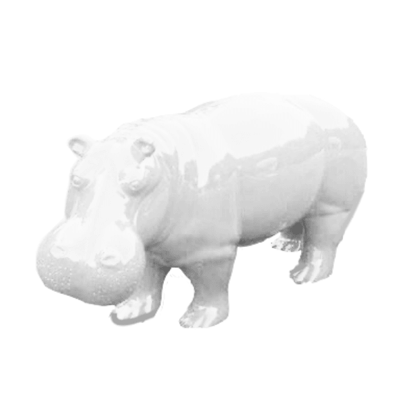 Resine Sculpture Hippopotame 180CM Blanc PURVAN - S&C