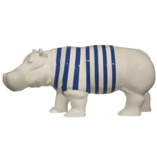 Resine Sculpture Hippopotame 180cm Marin Bleu JALMIR - S&C